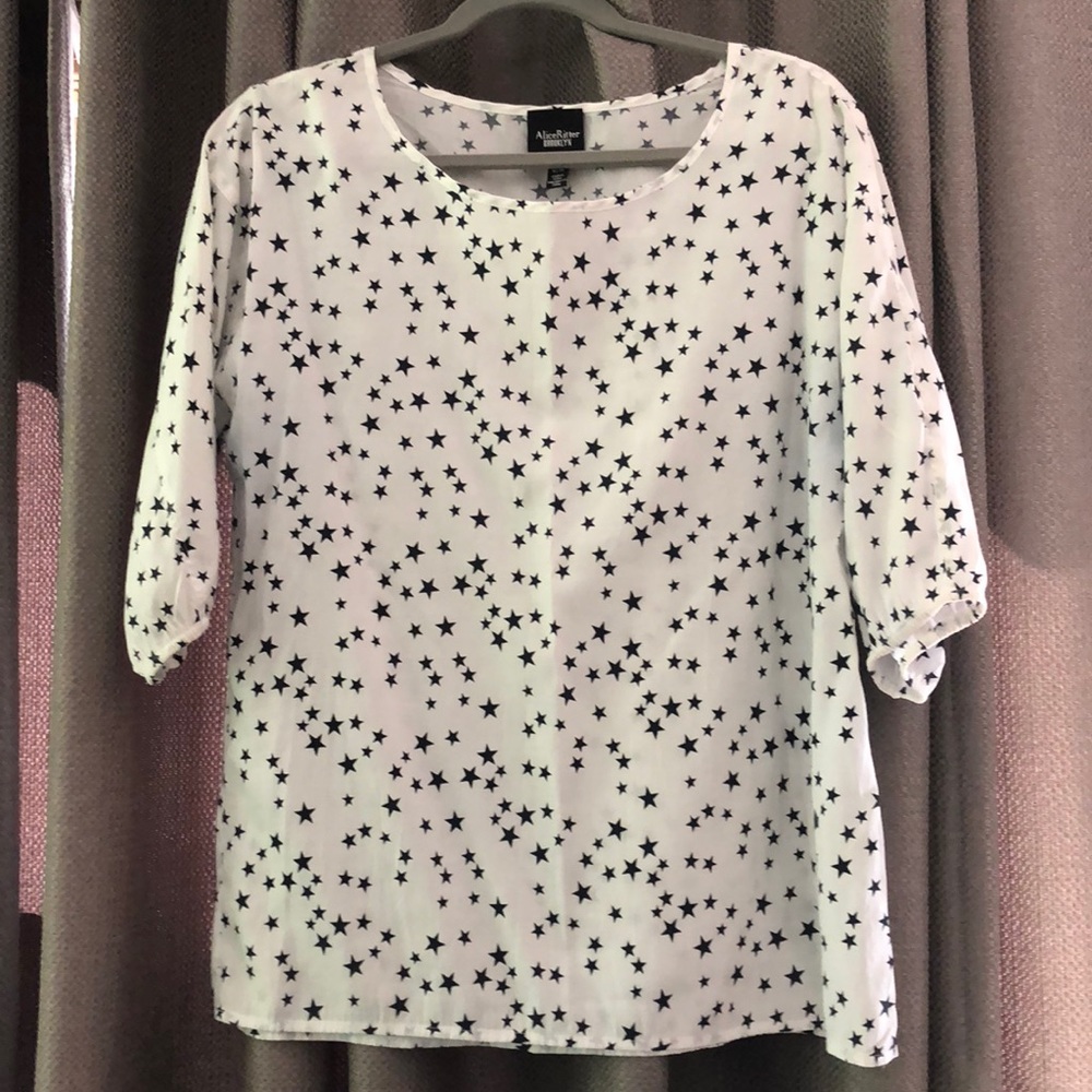 Beautiful Navy Stars Silk Blouse